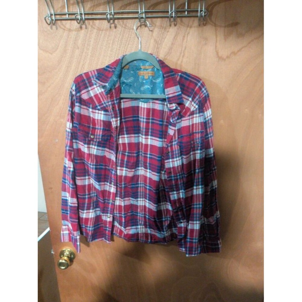 Jacks Girlfriend Button Up Plaid Shirt Size Small